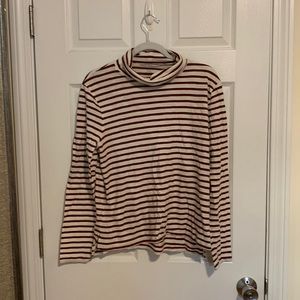 Cream and maroon striped turtleneck from Madewell
